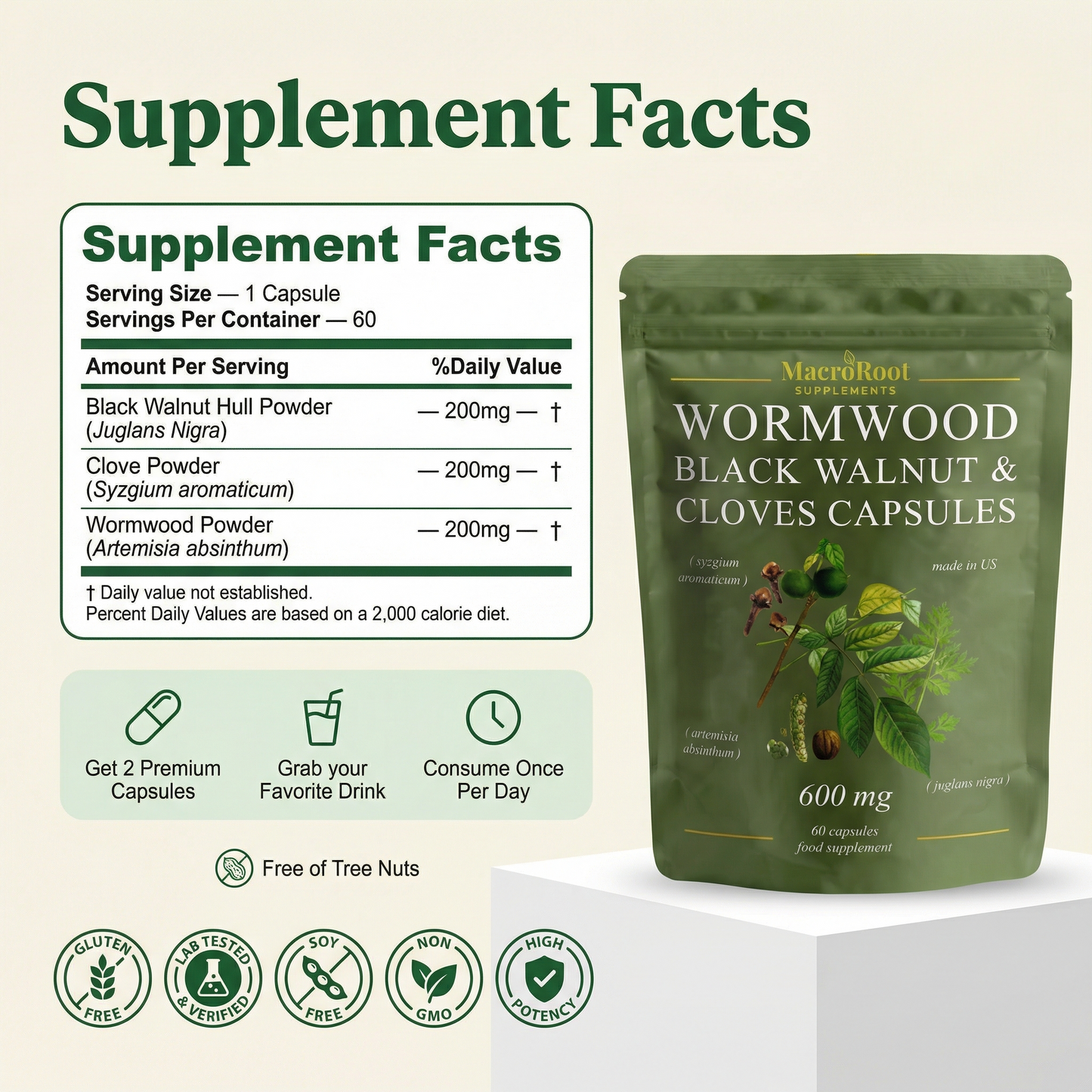 MacroRoot® - Wormwood with Black Walnut & Cloves